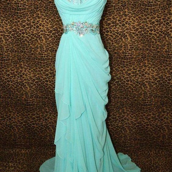 2016 Custom Charming V Neck Prom Dress,Long Chiffon Prom Dress,White